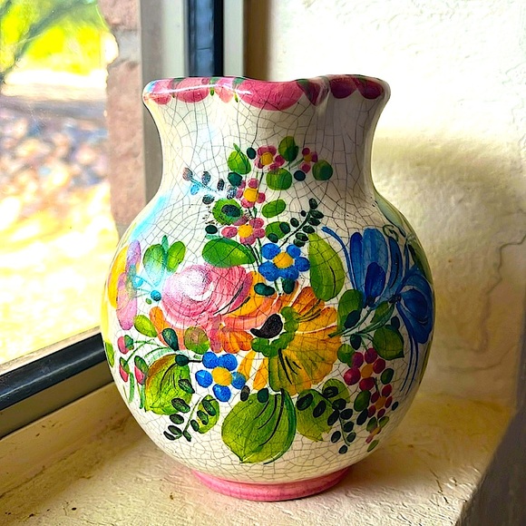 Vintage Gmundner Keramik Art Pottery Pitcher Floral Pattern Made in Austria - Picture 3 of 7